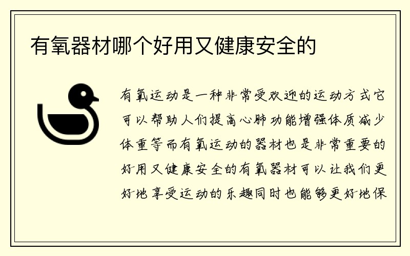 有氧器材哪个好用又健康安全的