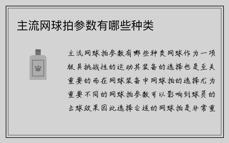 主流网球拍参数有哪些种类