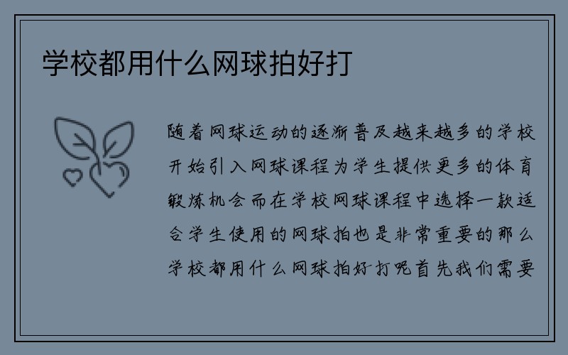 学校都用什么网球拍好打